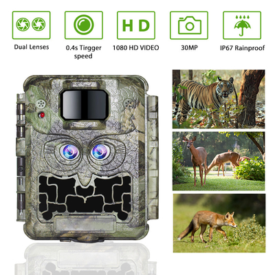 Máy ảnh đường mòn động vật hoang dã ống kính kép DC12V 1080P 13MP CMOS No Glow Cam
