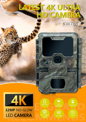KW788 Đường mòn Động vật hoang dã Máy ảnh săn bắn Máy ảnh chống nước 4K 32MP thị giác ban đêm Máy ảnh chống nước hồng ngoại máy ảnh rừng