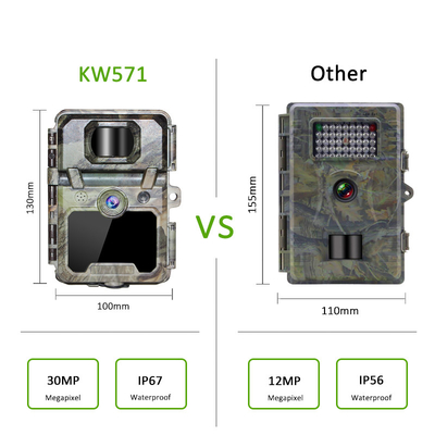 KW571 Nhà máy OEM ODM Mini Wildlife Scouting Timelapse Trail Camera IP67 No-Glow CMOS Sensor và SD Memory thị giác ban đêm