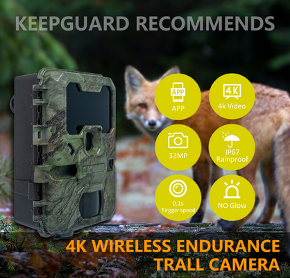 KW866 WIFI Chạy đường đi săn động vật hoang dã Camera chống nước IP67 OEM/ODM 512GB Lưu trữ Thẻ nhớ SD 32MP 4K dễ sử dụng