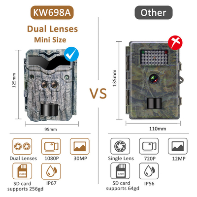 KW698A máy ảnh săn bắn đường mòn ống kính kép 2 cảm biến máy ảnh trinh sát 4K game camera thị giác ban đêm