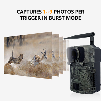 Camera thử nghiệm không dây 4G OEM / ODM KW895 30MP 0.25s tốc độ kích hoạt tích hợp trong thẻ SIM IP67
