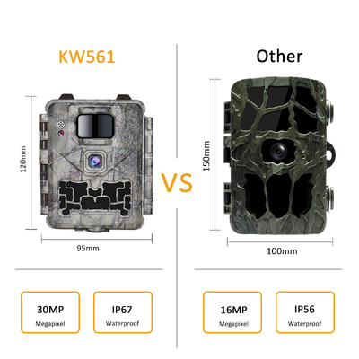 KW561 Trail Infra Cam Mini 30MP 0.25s Tốc độ 4K Độ phân giải video Bộ cảm biến CMOS chống nước SD Me