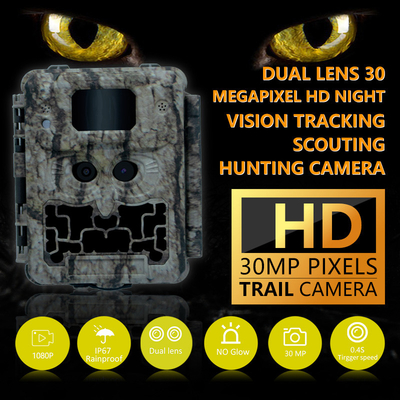 KW591 camera động vật hoang dã không phát sáng cảm biến kép 1080P chống nước IP67 0.4s tốc độ kích hoạt lên đến 512GB lưu trữ Camera săn bắn