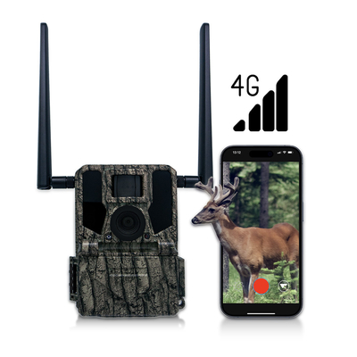 Camera săn bắn và theo dõi Bảng năng lượng mặt trời 4G Camera không dây KW897 với ăng-ten kép 100ft Night Range 36MP 2K Video ở 30fps
