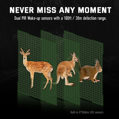 Máy ảnh săn bắn HD ống kính kép 32MP Trò chơi 4K Máy ảnh động vật hoang dã không phát sáng