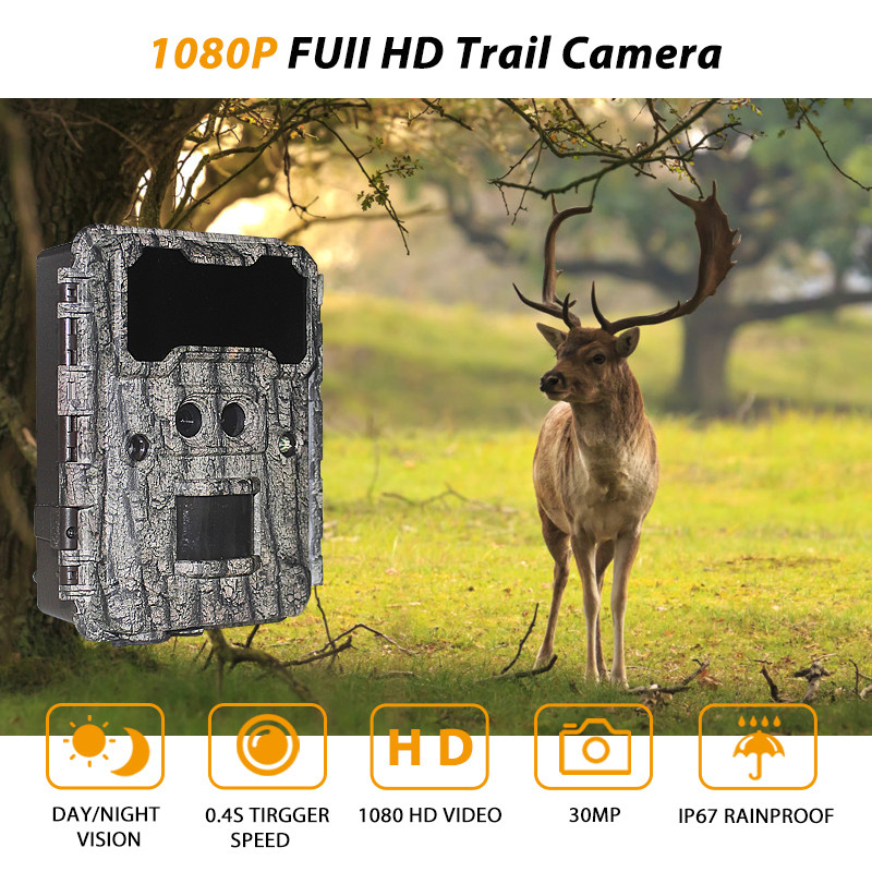 Máy ảnh săn bắn HD 30MP với tầm nhìn ban đêm LED không phát sáng và chức năng PIR để giám sát động vật hoang dã