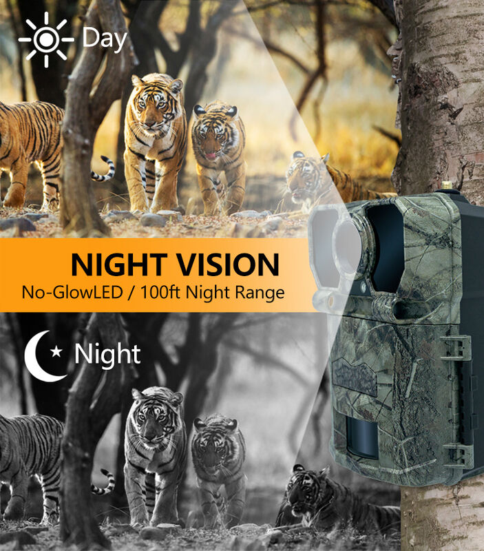 Camera hành trình không dây hình ảnh ban đêm có thiết kế CAMO và hỗ trợ thẻ SD lên tới 64GB Hoàn hảo để quan sát động vật hoang dã