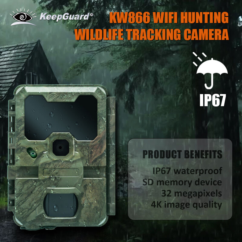 Stock Wireless WiFi Bluetooth Camera Camera Trail di động lý tưởng cho các ứng dụng giám sát săn bắn và động vật hoang dã